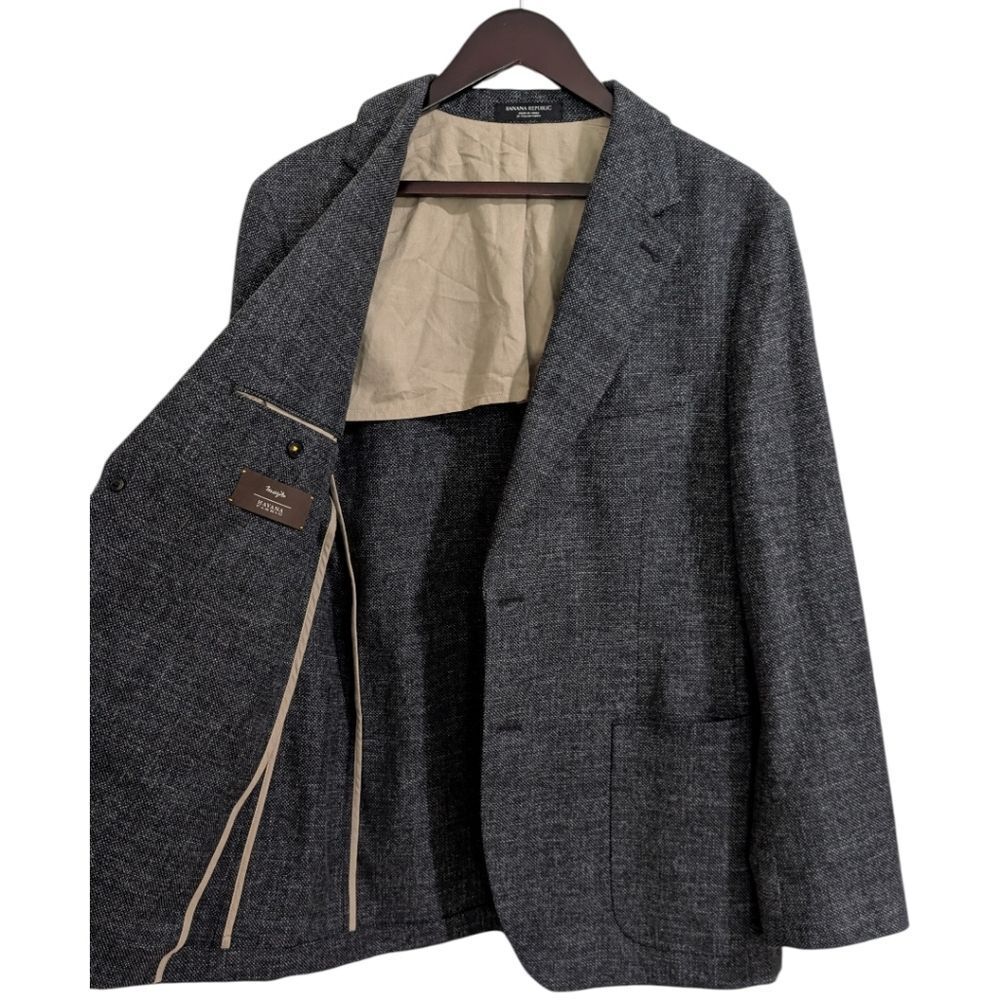 Banana Republic Tailored Slim Fit Tweed Jacket Blazer 42R Dark Charcoal Marzotto - Picture 4 of 12